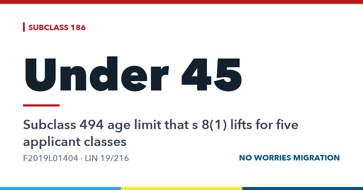 Exemptions from age, skill and English requirements for subclass 186, 187 and 494 visas: LIN 19/216
