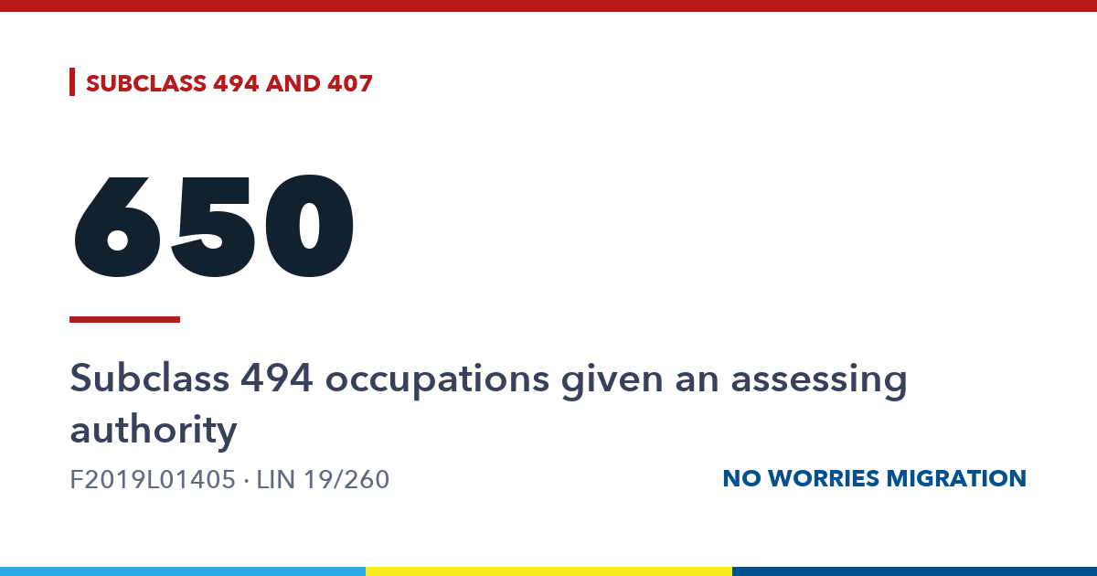 Assessing authorities for the subclass 494 visa: LIN 19/260