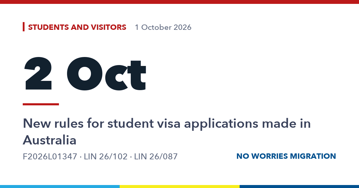 2 Oct. New rules for student visa applications made in Australia